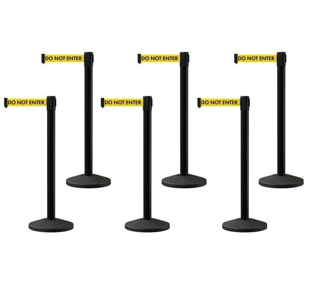 Set of (6) CCW Series RBB - 100 Retractable Belt Barriers - 11 Ft. Belts - Crowd Control Warehouse