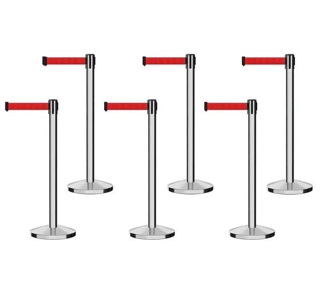 POLISHED STAINLESS STEEL POST AND BASE / RED