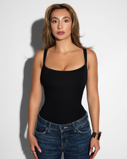 On model front view image of Shapey Bra Cami - Black