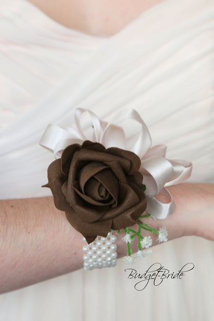 Silk Wedding Bouquet in Brown and Pink - $58.50 | Arbor Collection