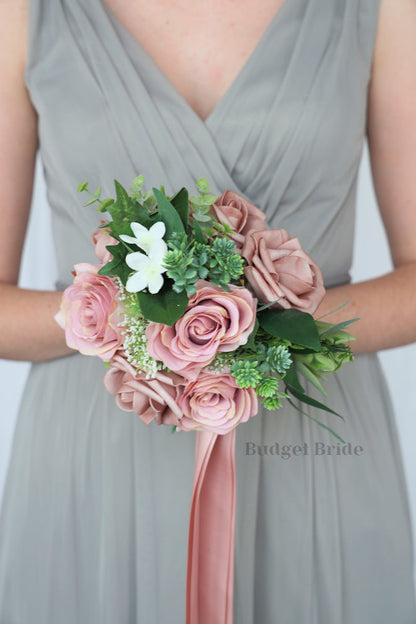 Silk Wedding Bouquet in Dusty Rose and Mauve - $39.50 | Amire Collection