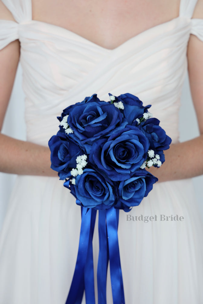 Silk Wedding Bouquet in Royal Blue - $58.50 | Alec Collection
