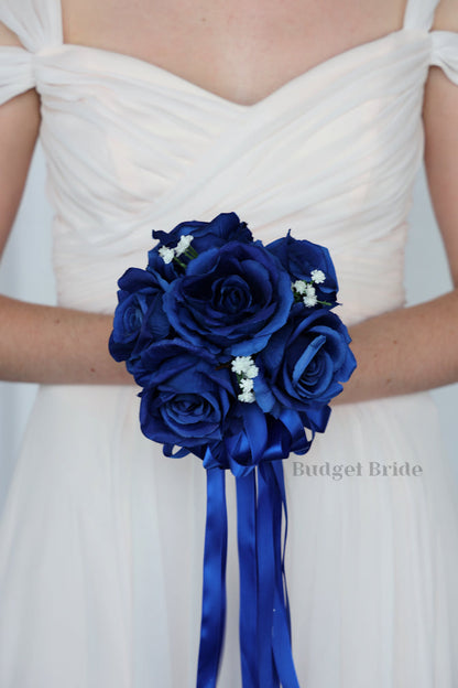 Silk Wedding Bouquet in Royal Blue - $58.50 | Alec Collection
