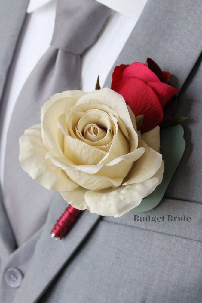 Silk Wedding Bouquet in Wine and Beige - $58.50 | Toni Collection