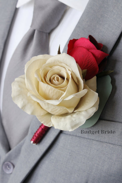 Silk Wedding Bouquet in Wine and Beige - $58.50 | Toni Collection