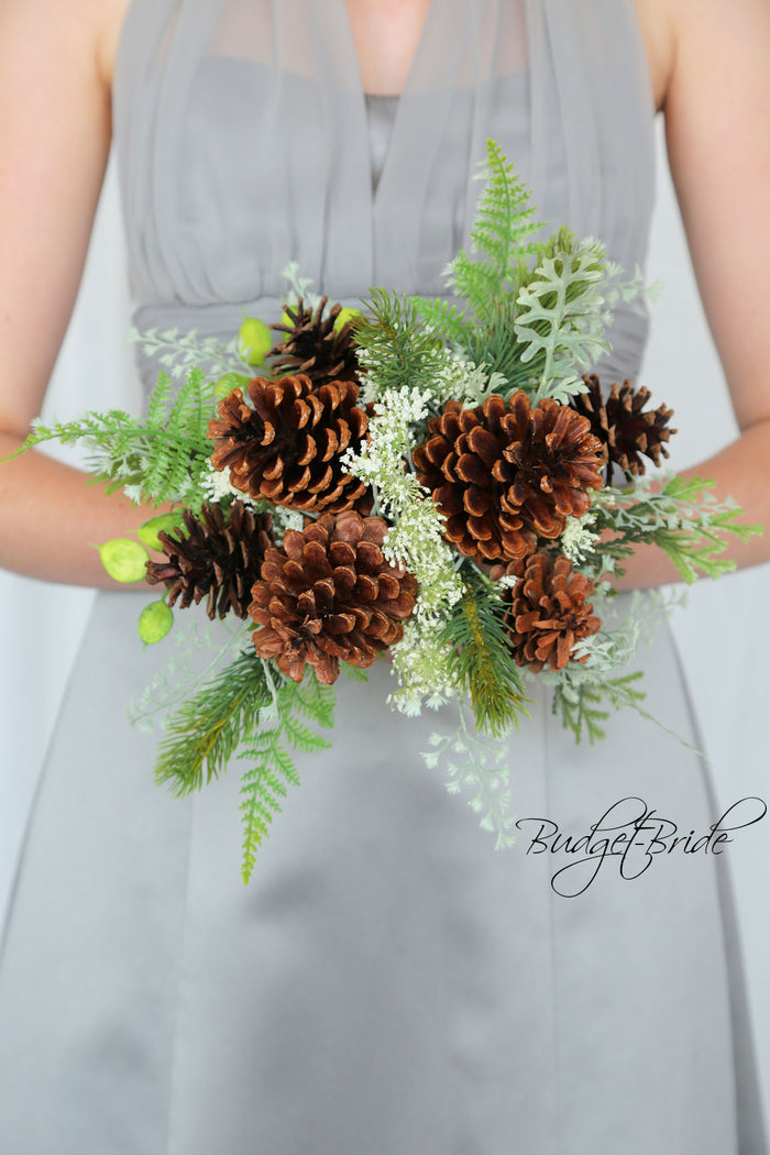 Silk Wedding Bouquet with Pine Cones - $50.00 | Pine Cone Collection