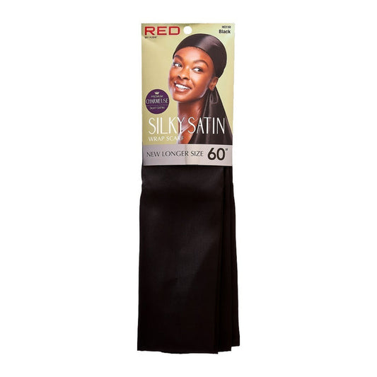 Silky Satin Wrap Scarf 60"X19" [Black] #Hq150