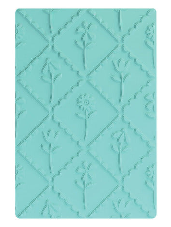 Catherine Pooler Multi-Level Textured Impressions Embossing Folder - Scallop Framed Florals. Available at Embellish away located in Bowmanville Ontario Canada.