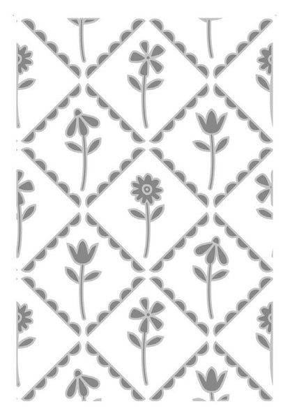 Catherine Pooler Multi-Level Textured Impressions Embossing Folder - Scallop Framed Florals. Available at Embellish away located in Bowmanville Ontario Canada.