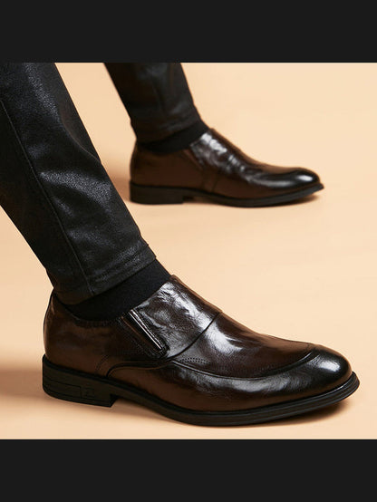 Brown handcrafted genuine leather shoes - color image