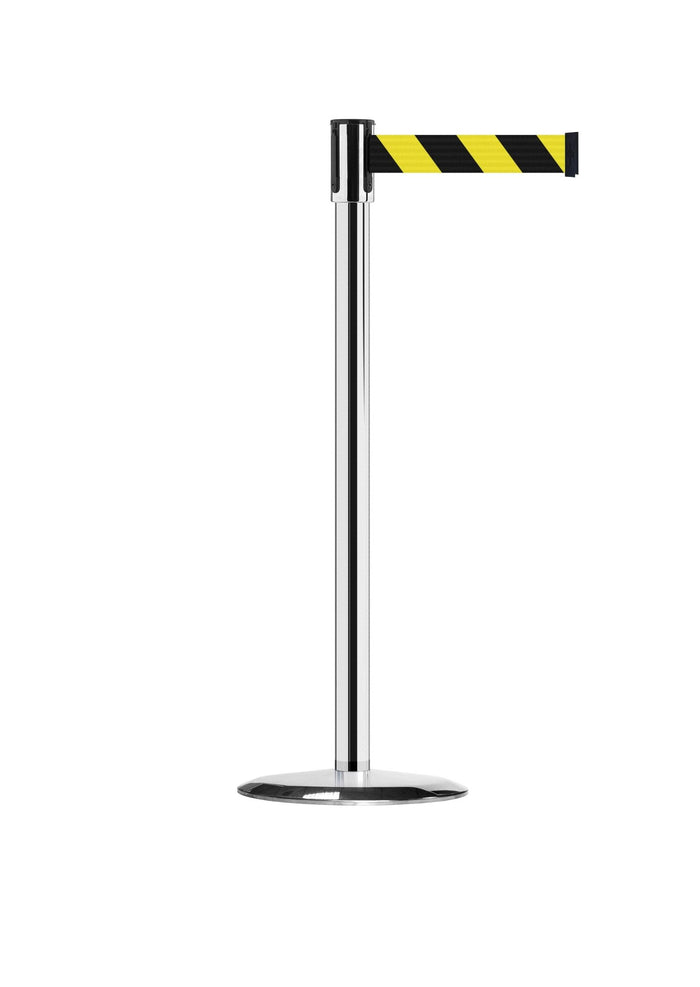 POLISHED CHROME / BLACK AND YELLOW DIAGONAL STRIPES
