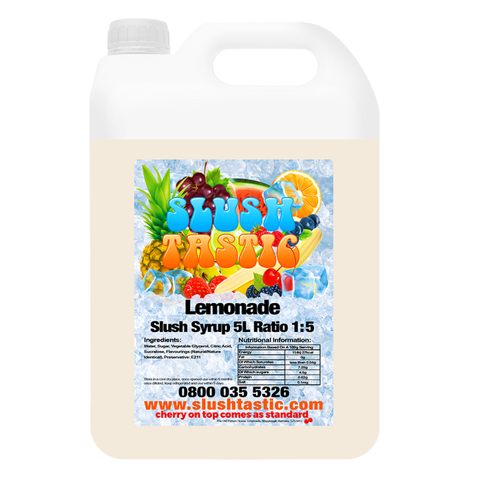Slushtastic Slush Syrup 5L Bottle Slushtastic Slush Syrup Lemonade