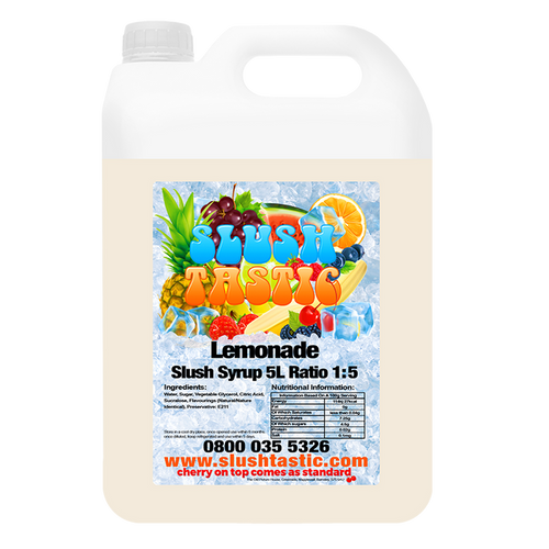Slushtastic Slush Syrup 5L Bottle Slushtastic Slush Syrup Lemonade