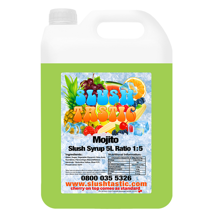 Corporate Vending Slush Syrup 5L Bottle Slushtastic Slush Syrup Mojito