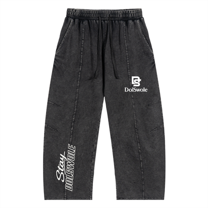 Snow Wash Drawstring Cotton Pants