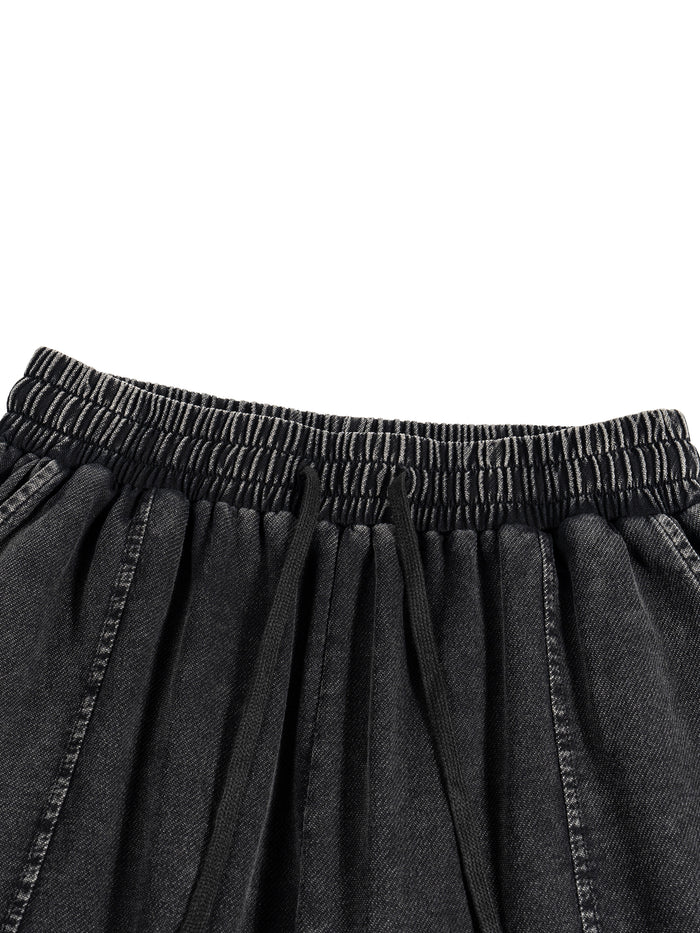 Snow Wash Drawstring Cotton Pants