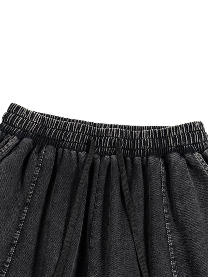 Snow Wash Drawstring Cotton Pants