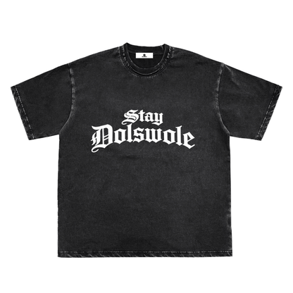 Snow Washed Raw-Edge Neckline T-Shirt