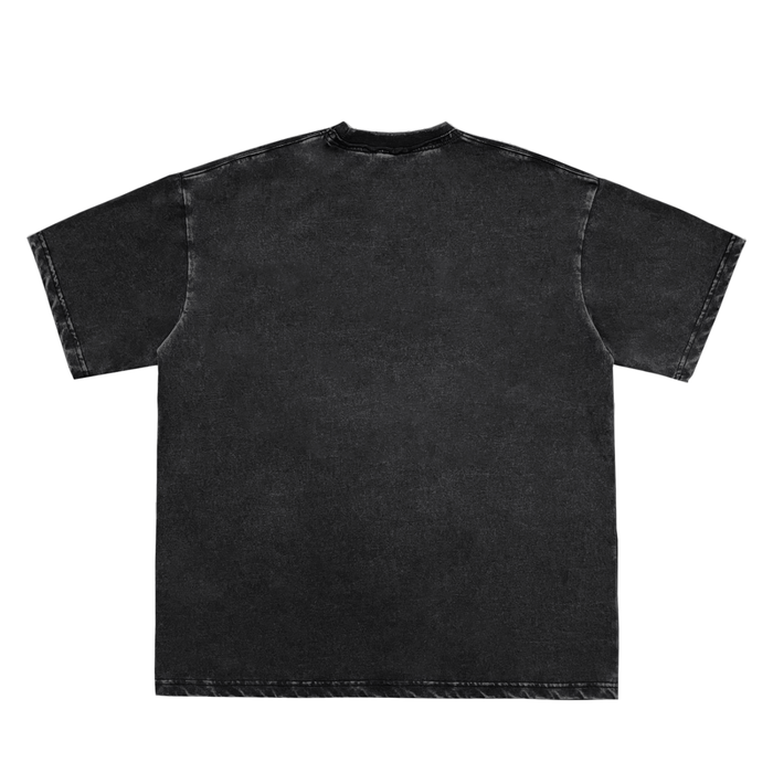 Snow Washed Raw-Edge Neckline T-Shirt