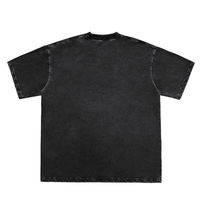 Snow Washed Raw-Edge Neckline T-Shirt