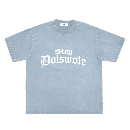 Snow Washed Raw-Edge Neckline T-Shirt