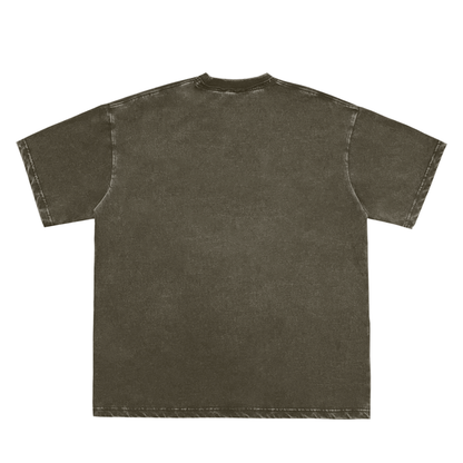 Snow Washed Raw-Edge Neckline T-Shirt