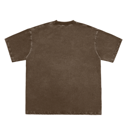 Snow Washed Raw-Edge Neckline T-Shirt