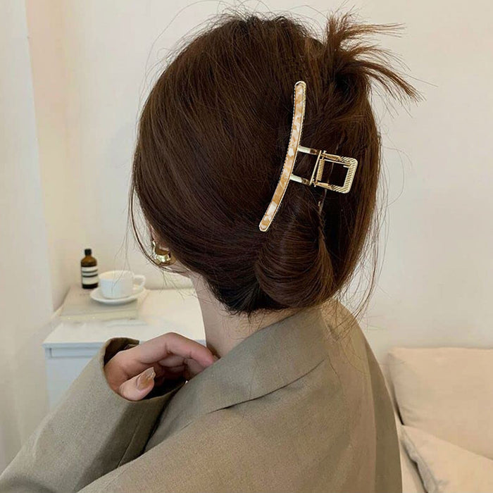 Sol Metal Marble Lines Claw Clip - ikatehouse