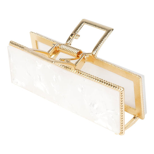 Sol Metal Marble Rectangle Claw Clip - ikatehouse