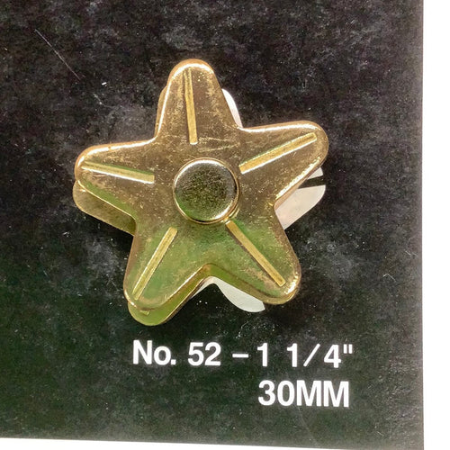 5-point brass star rowels sold by the pair measure 1 1/4 inches at widest point.