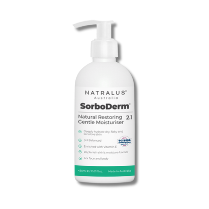 SorboDerm Natural Restoring Gentle Moisturiser 2.1 – vegan alternative to sorbolene cream for dry, eczema & psoriasis-prone skin.