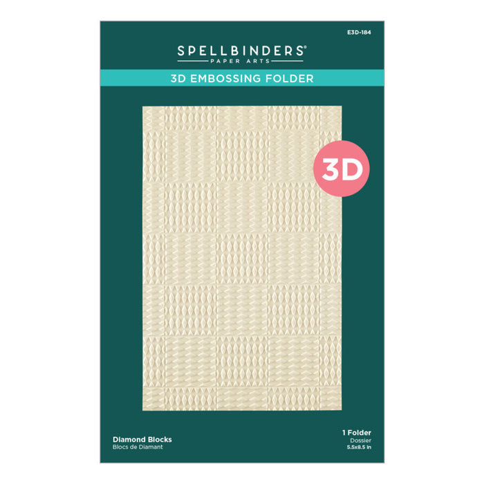 Spellbinders - 3D Embossing - Diamond Blocks. Approximate Size: 8.5" x 5.5". Available at Embellish Away in Bowmanville Ontario Canada.