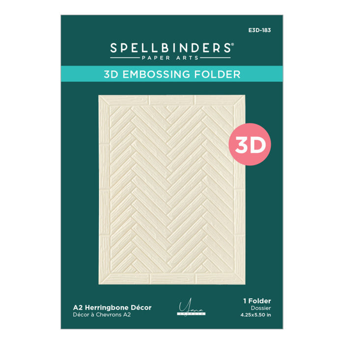 Spellbinders - 3D Embossing Folder - A2 - Herringbone Decor. Available at Embellish Away in Bowmanville Ontario Canada.