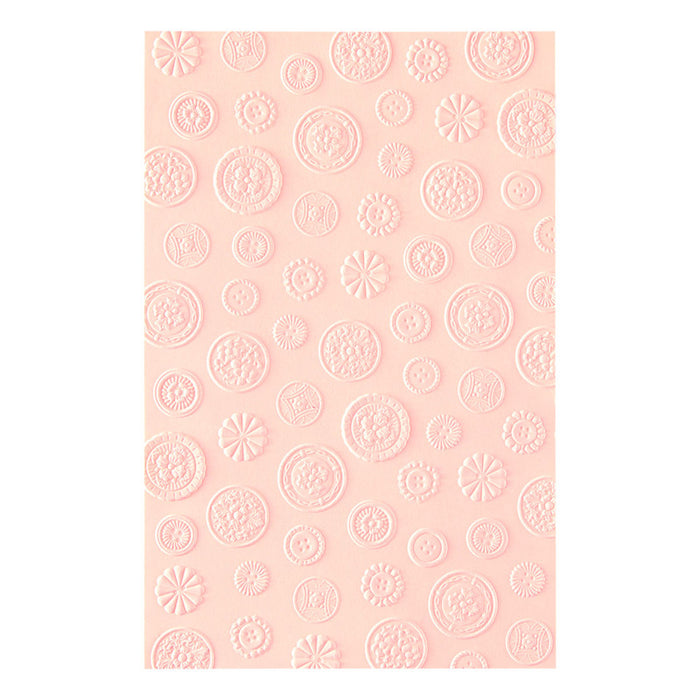 Spellbinders - 3D Embossing Folder - Haberdashery Buttons. Size: 5.50 x 8.50 in./13.97 x 21.60 cm. Available at Embellish Away in Bowmanville Ontario Canada.