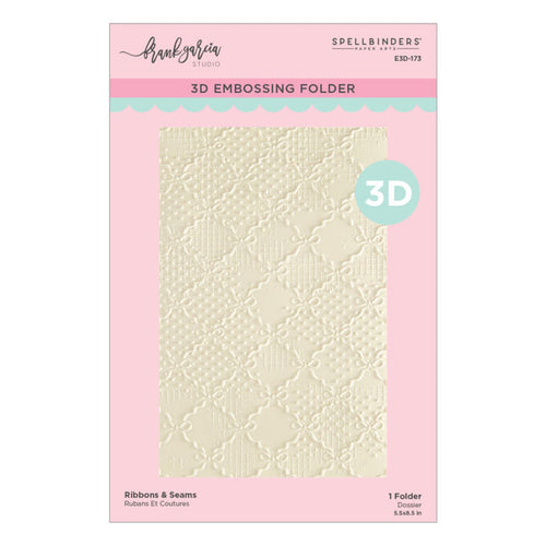 Spellbinders - 3D Embossing Folder - Ribbons & Seams. Approx. Size: 5.50 x 8.50 in./13.97 x 21.60 cm. Available at Embellish Away in Bowmanville Ontario Canada.