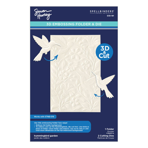 Spellbinders - 3D Embossing Folder & Die Set - Hummingbird Garden. By Simon Hurley. Available at Embellish Away in Bowmanville Ontario Canada