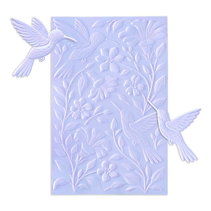 Spellbinders - 3D Embossing Folder & Die Set - Hummingbird Garden. By Simon Hurley. Available at Embellish Away in Bowmanville Ontario Canada