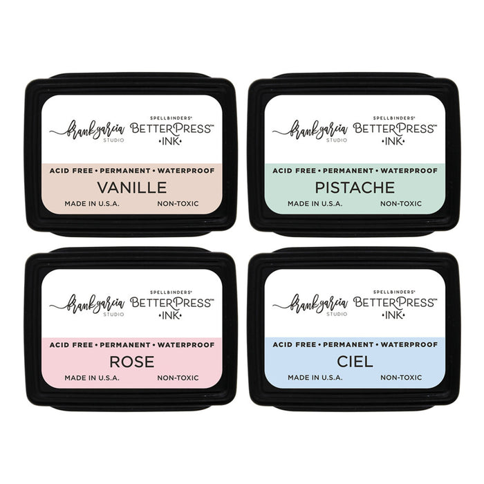 Spellbinders - BetterPress Mini Ink Pad Set -4 Pack - Blushing Macarons. Available at Embellish Away located in Bowmanville Ontario Canada.