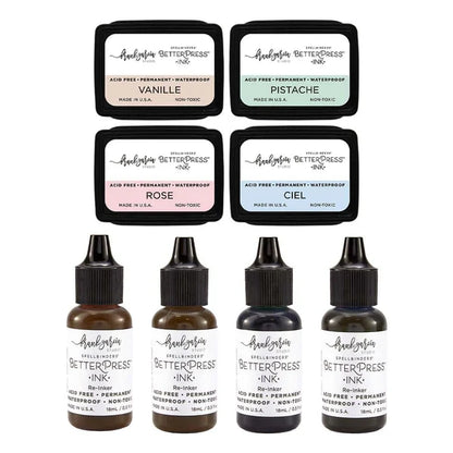 Spellbinders - BetterPress Mini Ink Pads + Reinkers Bundle -  Blushing Macarons. Available at Embellish Away located in Bowmanville Ontario Canada.