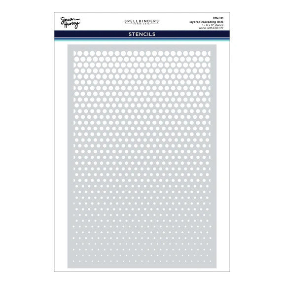 Spellbinders - BUNDLE 3D Embossing Folder & Stencil Bundle - Cascading Dots. Embossing Folder 5.5x8.5. Available at Embellish Away in Bowmanville Ontario Canada.