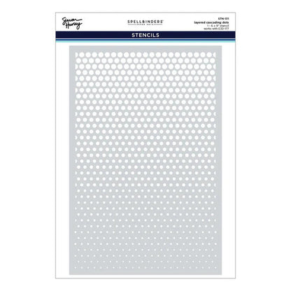 Spellbinders - BUNDLE 3D Embossing Folder & Stencil Bundle - Cascading Dots. Embossing Folder 5.5x8.5. Available at Embellish Away in Bowmanville Ontario Canada.