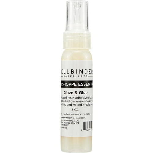 Spellbinders - Glaze'n Glue - 2oz. Glaze 'n Glue is not only a perfectly shiny glaze but also acts as a super strong adhesive. It is a combination of glaze and resin to add shine and dimension to your projects. Does not yellow and is self-leveling with no bubbles. Contains 2oz in an easy-squeeze bottle. Conforms to ASTM D4236. Imported. Available at Embellish Away located in Bowmanville Ontario Canada.