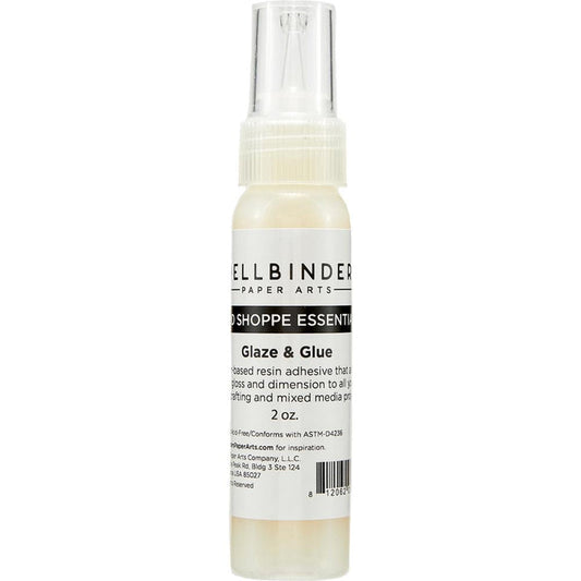 Spellbinders - Glaze'n Glue - 2oz. Glaze 'n Glue is not only a perfectly shiny glaze but also acts as a super strong adhesive. It is a combination of glaze and resin to add shine and dimension to your projects. Does not yellow and is self-leveling with no bubbles. Contains 2oz in an easy-squeeze bottle. Conforms to ASTM D4236. Imported. Available at Embellish Away located in Bowmanville Ontario Canada.