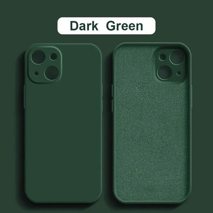 dark green iphone case with a white sticker on the back