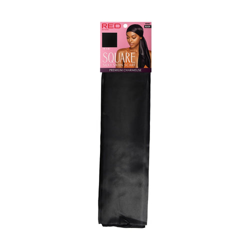 Square Silky Satin Scarf [Black] #Hq190