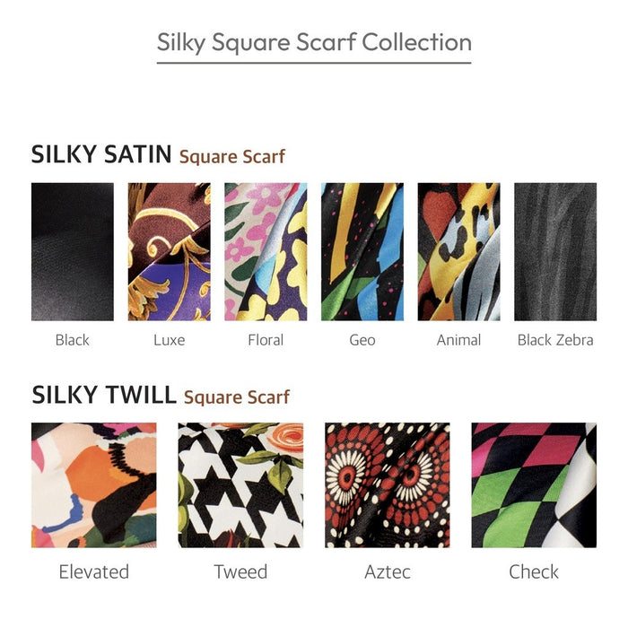 Square Silky Satin Scarf [Black] #Hq190