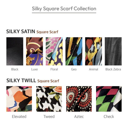 Square Silky Satin Scarf [Black] #Hq190
