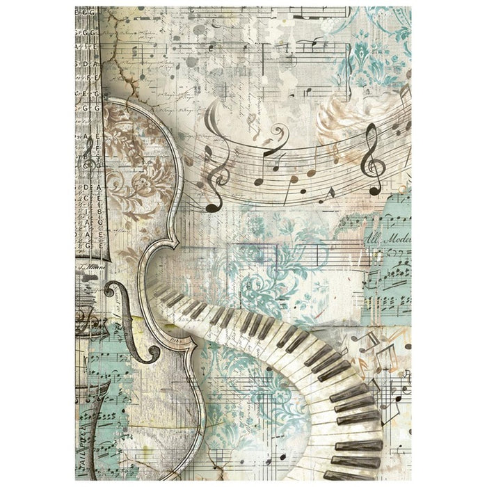 Stamperia - A6 Rice Paper Backgrounds Selection - 8/Sheets - Symphony. Available at Embellish Away located in Bowmanville Ontario Canada.