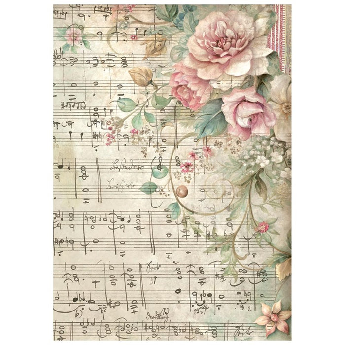 Stamperia - A6 Rice Paper Backgrounds Selection - 8/Sheets - Symphony. Available at Embellish Away located in Bowmanville Ontario Canada.