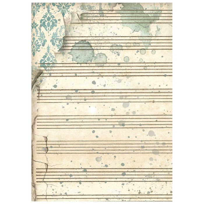 Stamperia - A6 Rice Paper Backgrounds Selection - 8/Sheets - Symphony. Available at Embellish Away located in Bowmanville Ontario Canada.